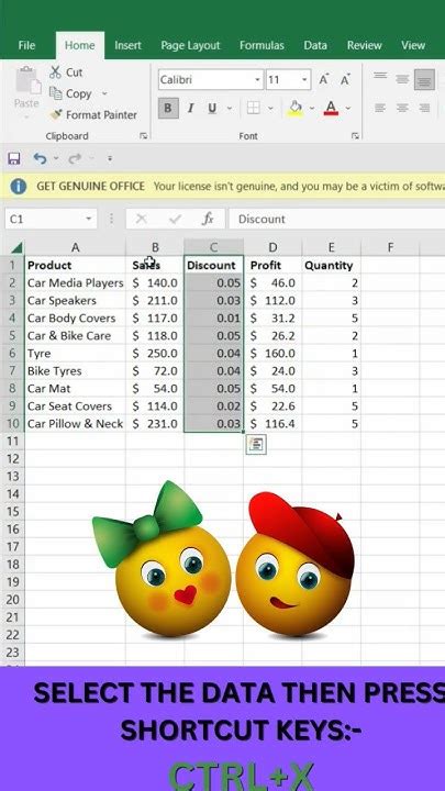 Row Swapping Shortcuts in Excel