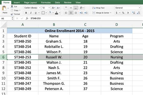 Excel Rows