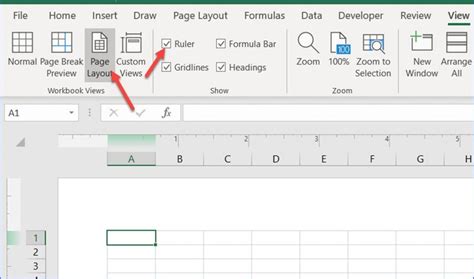 Enable the Ruler in Excel