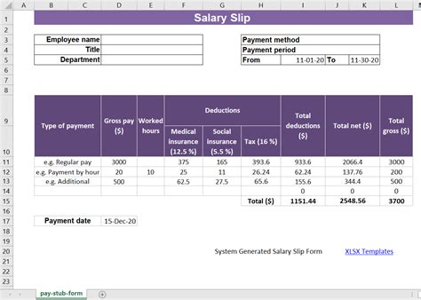 Excel Salary Slip Template Download