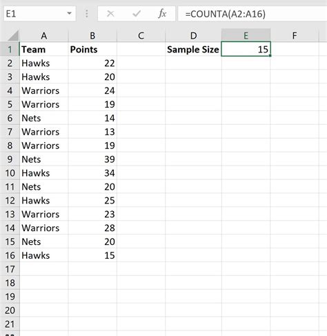 Excel sample size calculation