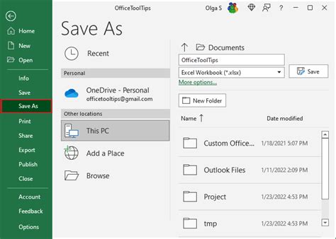 Excel Save Settings