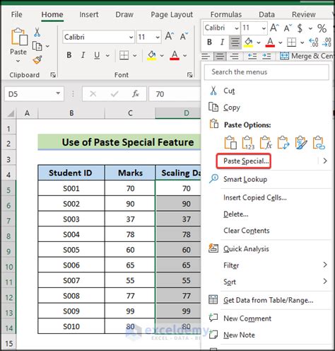 Excel Scaling Options