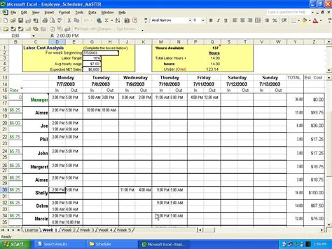 Excel Scheduling Software