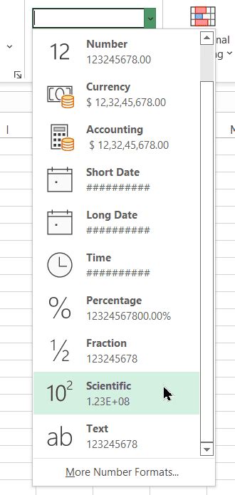 Excel scientific formatting