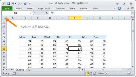 Excel Select All Feature