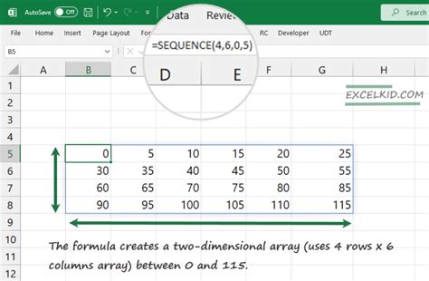 Excel Sequence Function Example 2