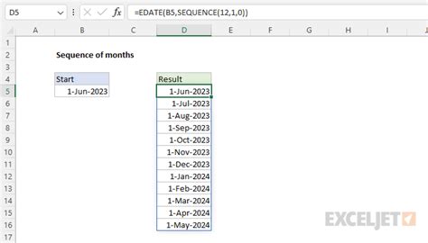 Creating a sequence of months in Excel