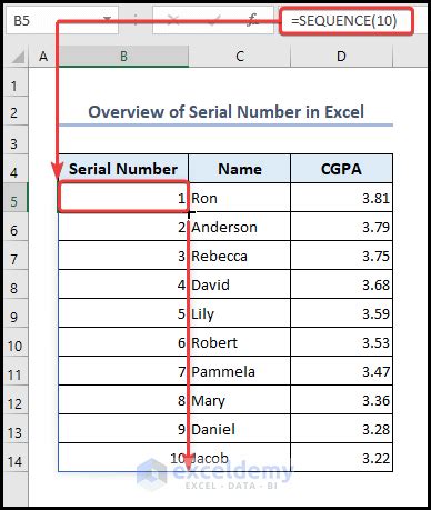 Excel Serial Number