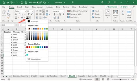 Excel settings highlight cells