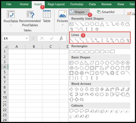 Excel Shape Line Example