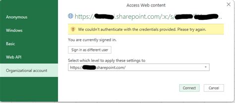 Image representing Excel SharePoint authentication errors