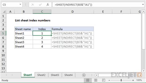 Using the Sheet Index to Reference a Formula