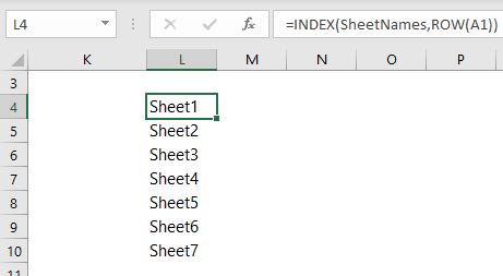 Employing the SHEET.NAME Property with INDEX