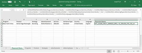 Excel Sheet Naming Convention