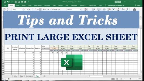 Excel sheet printing ideas