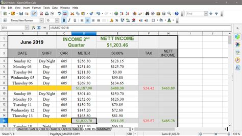 Excel sheet setup