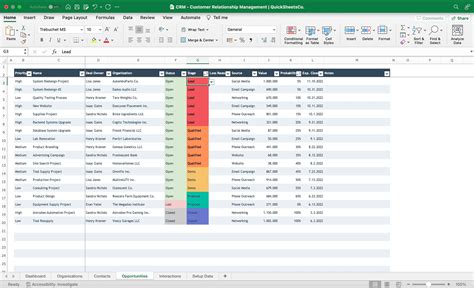 Excel sheets for tracking data