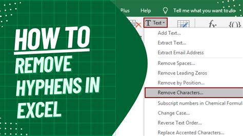 Excel Shortcuts for Remove Hyphens from Cells