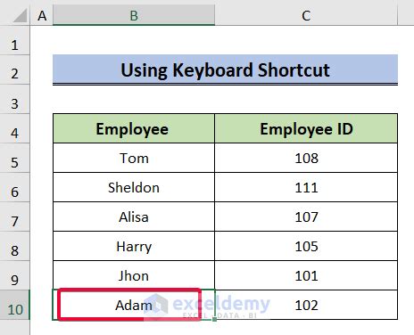 Excel Shortcuts for Last Non-Empty Cell