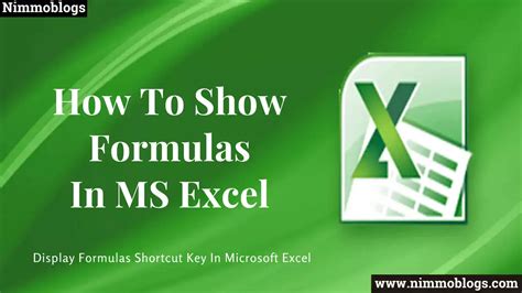 Turn On Show Formulas