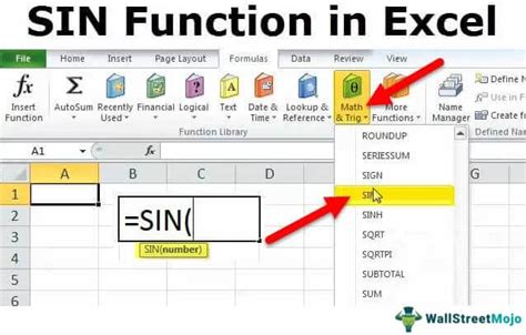 Excel SIN function