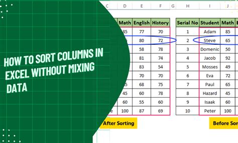 Excel Sort Columns Methods