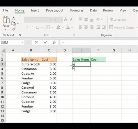 Excel Sort Function