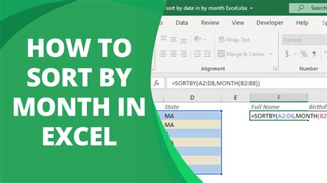 Example of sorting by month in Excel