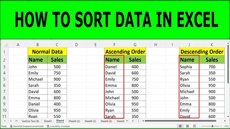 Excel Sorting Data