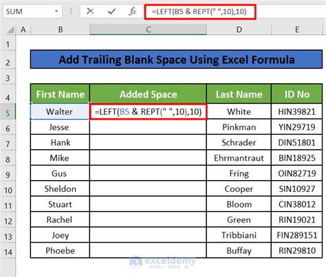 Find Space in Excel