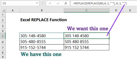 excel space replacement example