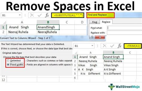 excel space replacement techniques example