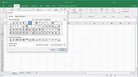 Bird special character in Excel