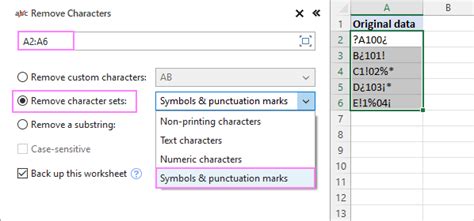 Excel Special Characters Punctuation