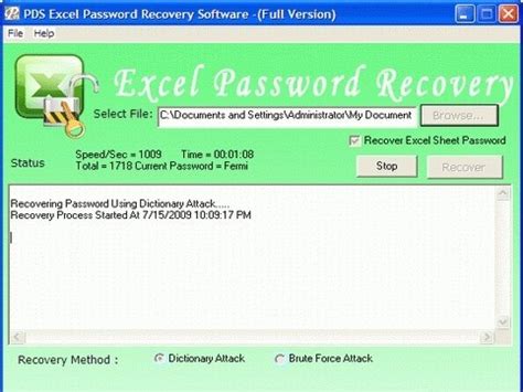 Excel Spreadsheet Password Recovery Software