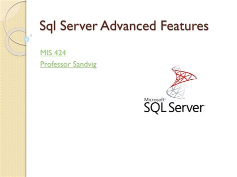 Excel SQL Server Advanced Features