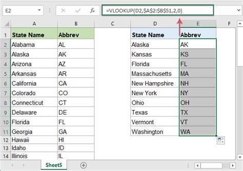 Excel State Abbreviation VLOOKUP