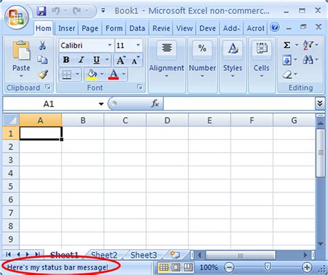 Excel Status Bar Display