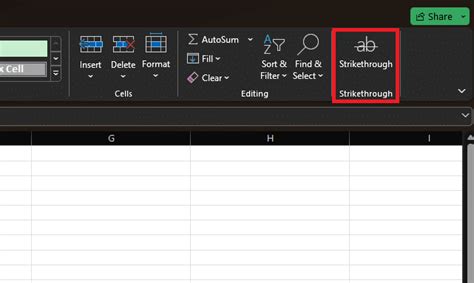 Excel Strikethrough Option