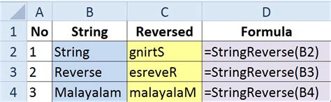 Reversing a string in Excel