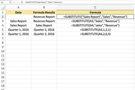 Excel Substitute Formula