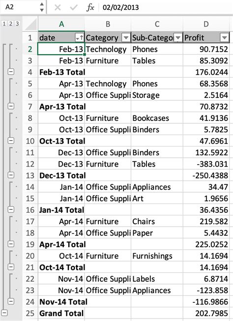 Excel Subtotal Macro