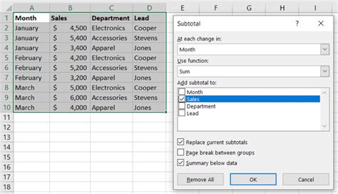 Excel Subtotals Training