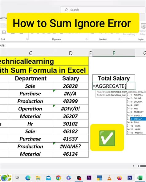 Excel Sum Ignore Errors