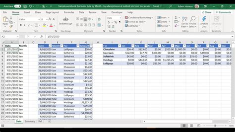 Example of summing per category in Excel