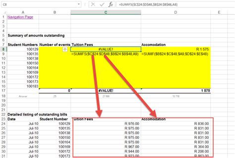 Excel SUMIFS errors