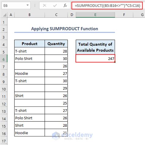 Excel SUMPRODUCT NOT