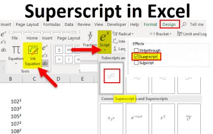 Excel Superscript Function