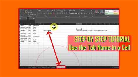 Excel Tab Name Formula Cell References